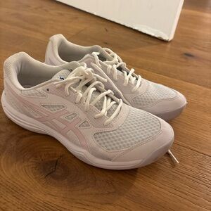 ASICS Women's Cream and Pink Athletic Shoes